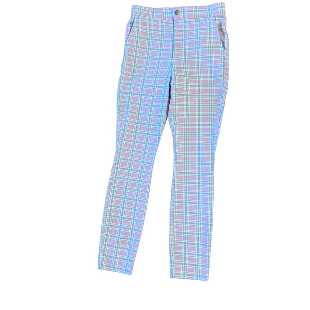 Holster slim fit pants approx size small pink plaid High waist